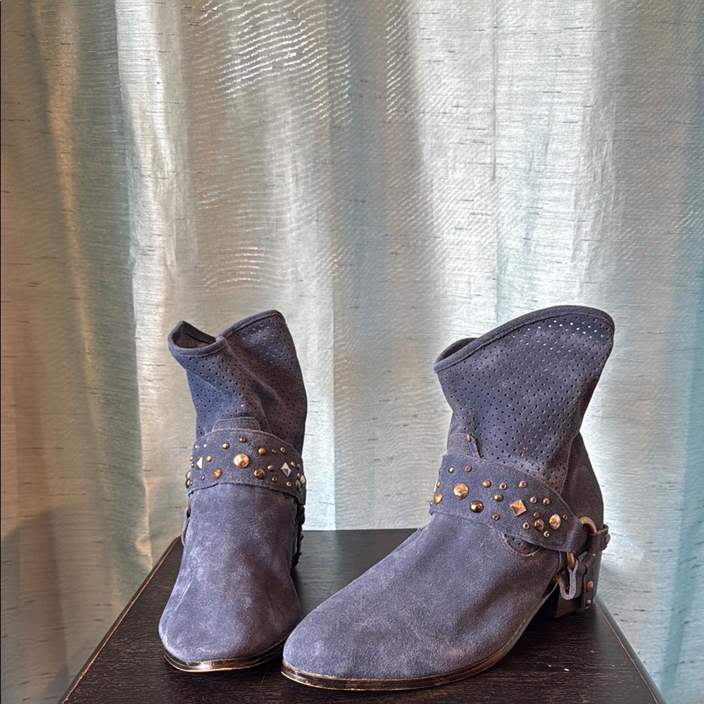 twiggy LONDON Blue Ankle Boots with Studded Details